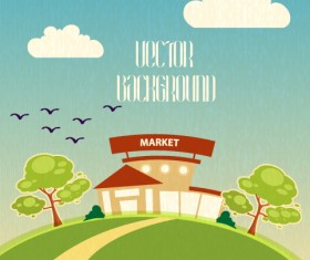 Cartoon city scenery vector 24