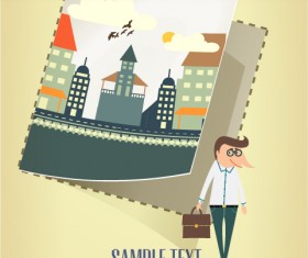 Cartoon city scenery vector 25