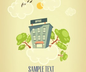 Cartoon city scenery vector 26