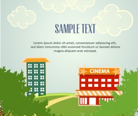 Cartoon city scenery vector 27