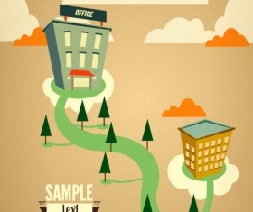 Cartoon city scenery vector 28