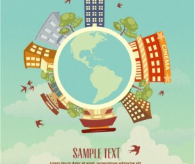 Cartoon city scenery vector 29