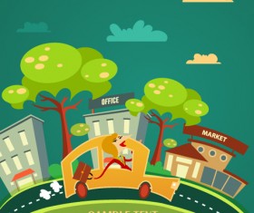 Cartoon city scenery vector 31