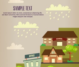 Cartoon city scenery vector 32