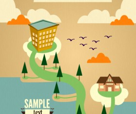 Cartoon city scenery vector 33
