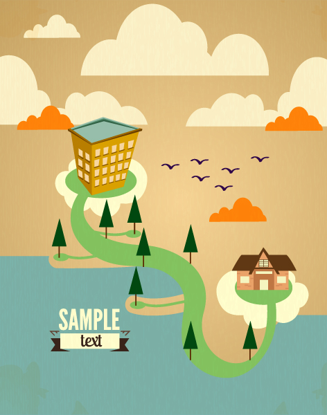 Cartoon city scenery vector 33