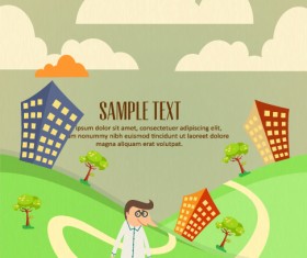 Cartoon city scenery vector 37