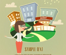 Cartoon city scenery vector 39