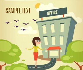 Cartoon city scenery vector 40