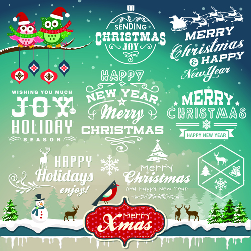 Christmas Logos and Decorations vector