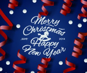Christmas New Year Ribbon Background vector 01