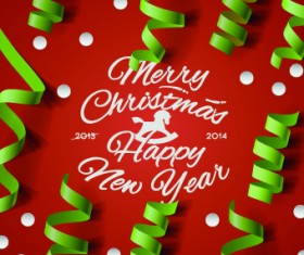 Christmas New Year Ribbon Background vector 02
