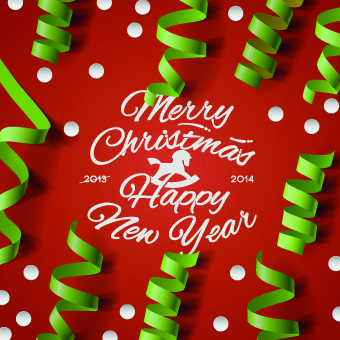 Christmas New Year Ribbon Background vector 02