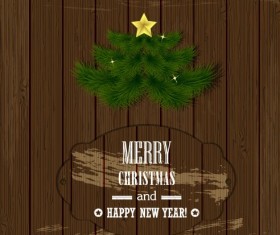 Christmas Wood background vector 02