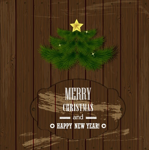 Christmas Wood background vector 02