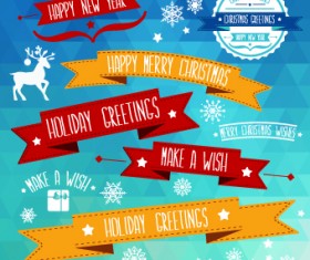 Christmas and New Year Ribbon labels vector