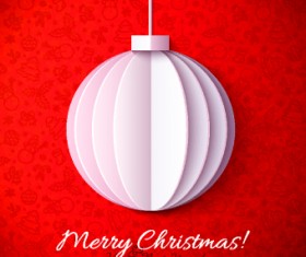 Paper Christmas ball vector backgroun 01