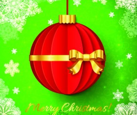 Paper Christmas ball vector backgroun 05