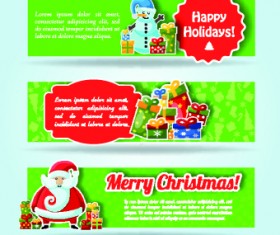 Christmas elements with santa vector banner 02