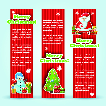 Christmas elements with santa vector banner 03