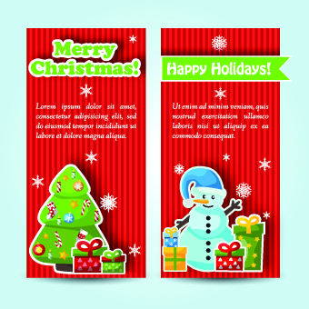 Christmas elements with santa vector banner 04