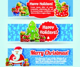 Christmas elements with santa vector banner 05