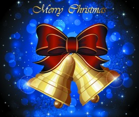 Christmas bells and ribbon bow vector background 01