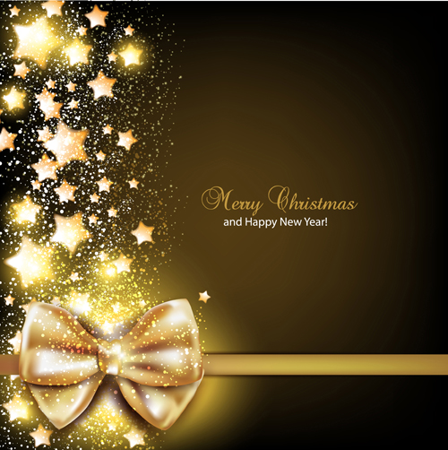 Christmas cards with bows design vector 01