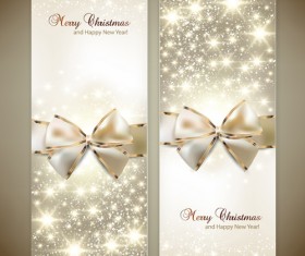 Christmas cards with bows design vector 02
