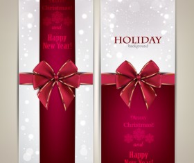 Christmas cards with bows design vector 03