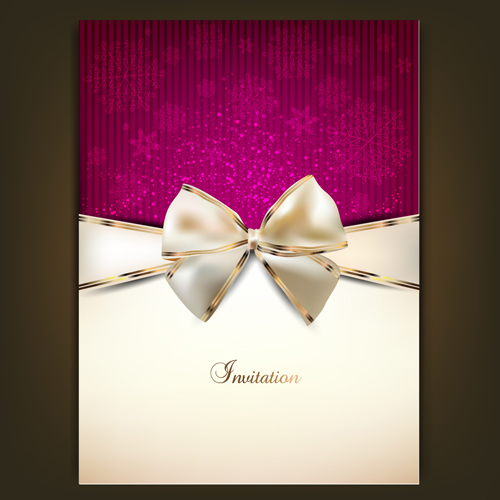 Christmas cards with bows design vector 07
