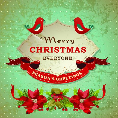 Christmas cute greeting cards design vector 02