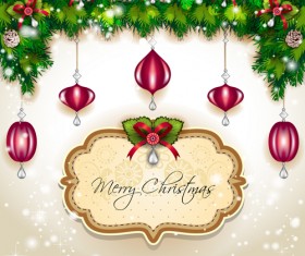 Christmas frames and baubles background vector