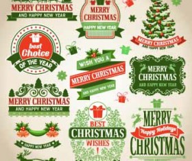 Christmas green labels vector