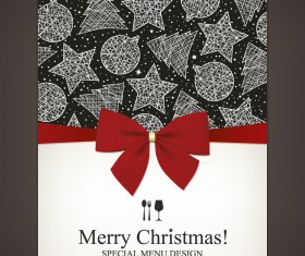 Christmas menu and bows design vector