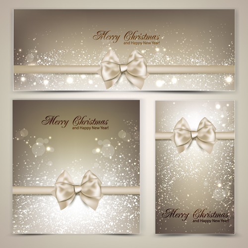 Christmas ornate gift cards vector set 01