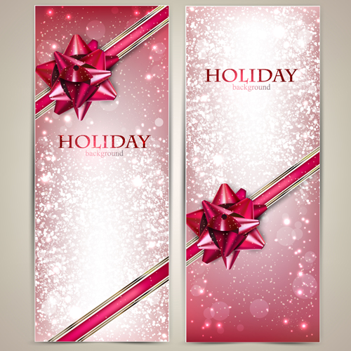 Christmas ornate gift cards vector set 02