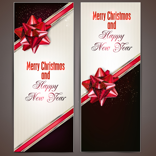 Christmas ornate gift cards vector set 03