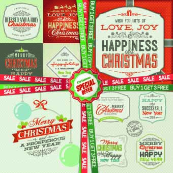 Christmas special offer labels vector 02