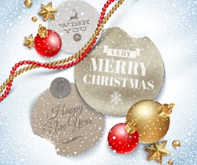 Christmas tags and baubles vector