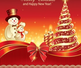 Christmas tree and candle background vector 01