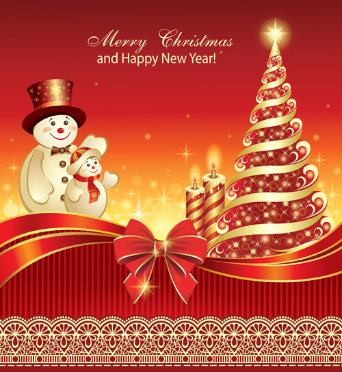 Christmas tree and candle background vector 01