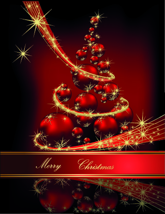 2014 Sparkling Christmas tree backgrounds vector 02