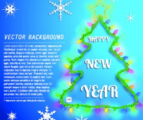 Christmas tree with Snowflake vector background 02