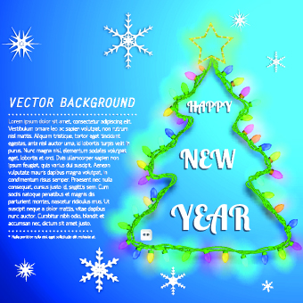 Christmas tree with Snowflake vector background 02