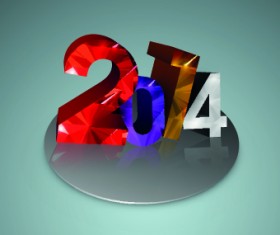 Colored 2014 design vector background set 01