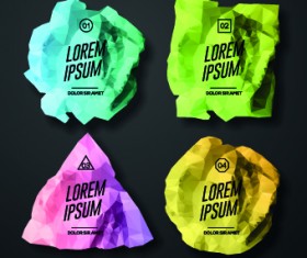 Colored crumpled paper label