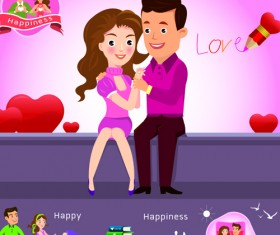 Couples and business infographics vector 02