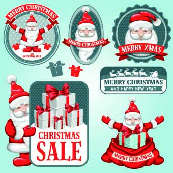Cute Santa sale labels vector 02
