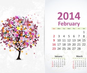 February 2014 Calendar vector